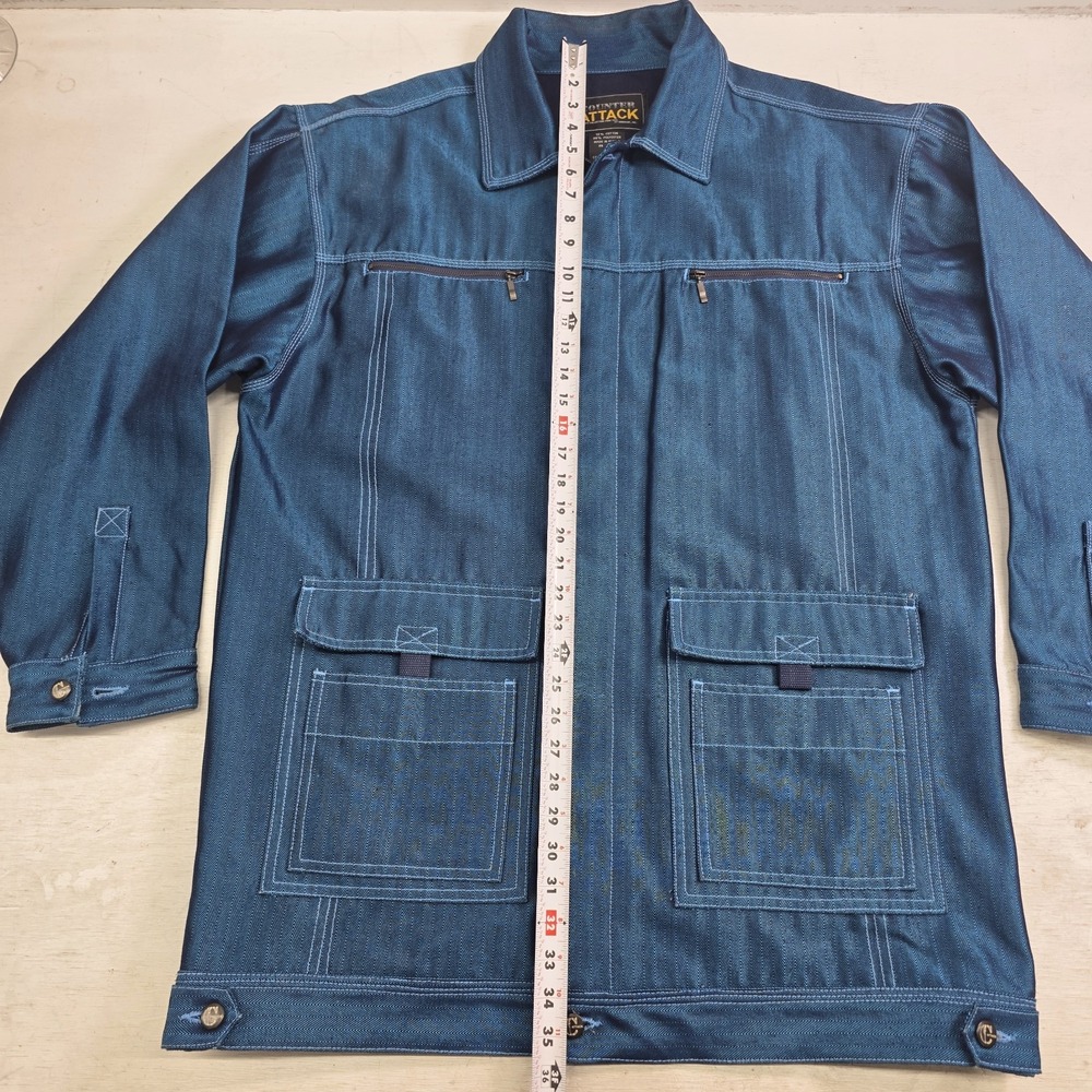 Vintage Counter Attack Denim‎ Jacket Metallic Blue Streetwear Men's XL Rare EUC - Picture 16 of 16